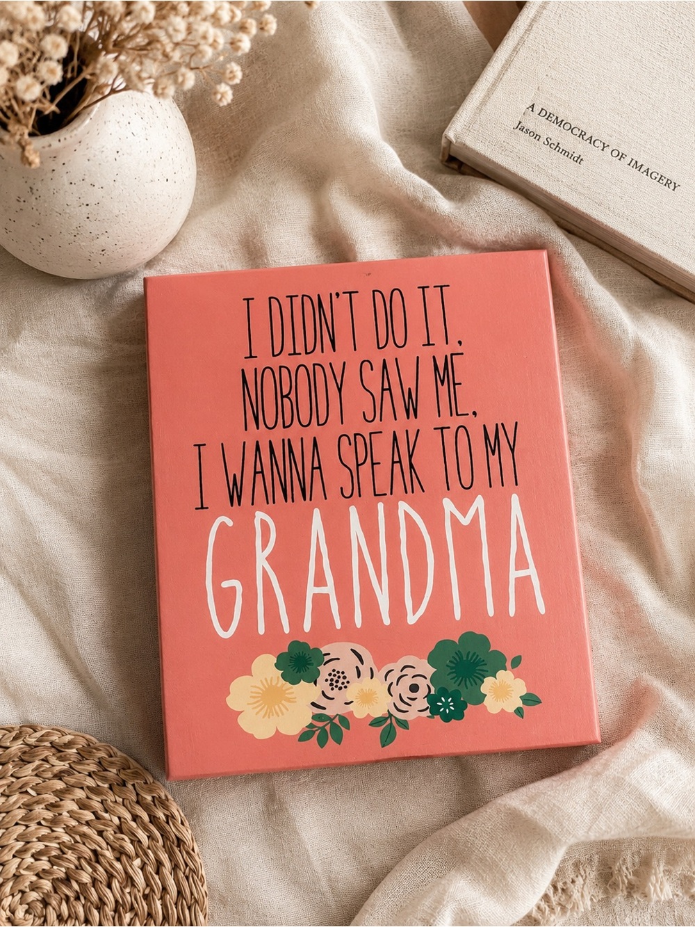 Hobby Lobby Funny Grandma Wooden Box Sign | Pink Polka Dot Decor